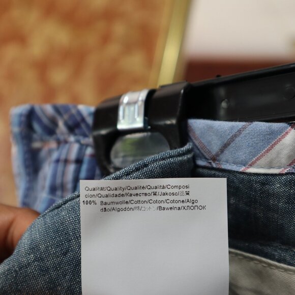 NWT Hugo Boss Orange Blue Plaids Men's Sweat Shorts Beach Athletic Size US 34R - Picture 8 of 13